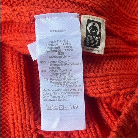 Madewell Cable-Knit V-Neck Crop Cozy Fall Knit Sweater In Roasted Squash - Picture 8 of 12